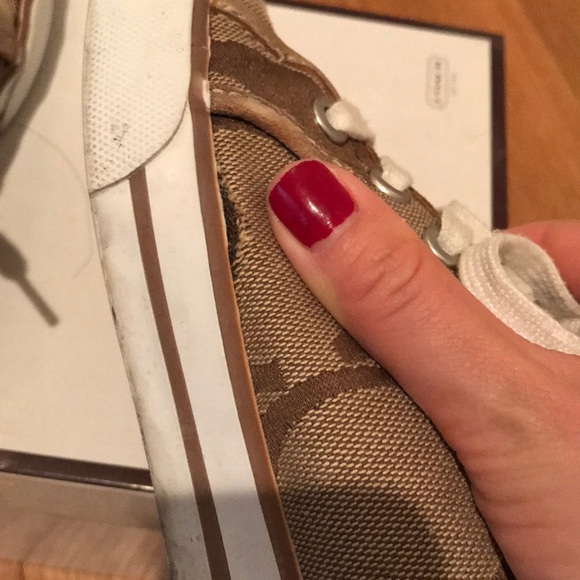 COACH Dalia Khaki & Gold Sneakers in Size 7 - Picture 5 of 8